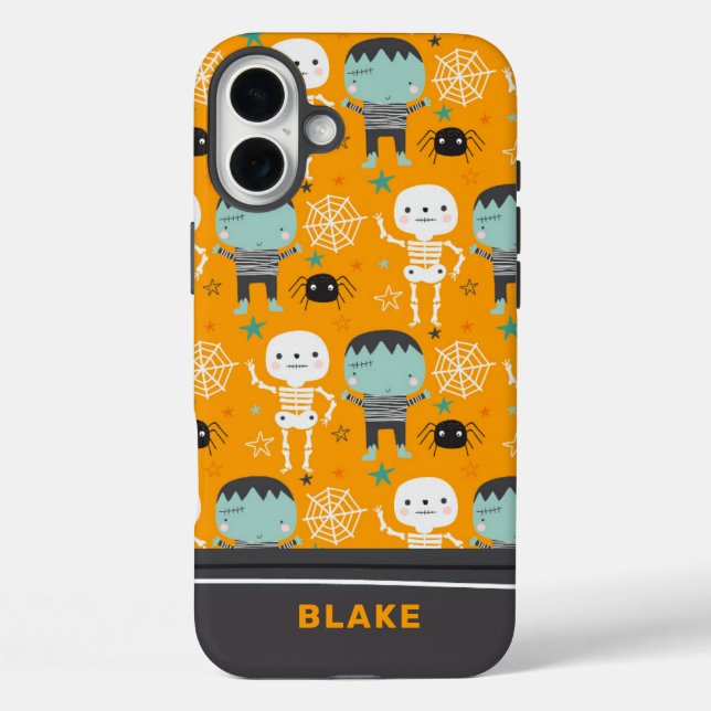 Niedliche Halloween-Monster Personalisiert iPhone 16 Plus Hülle (Rückseite)