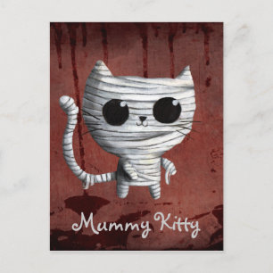 Niedliche Halloween-Mumie-Katze Postkarte