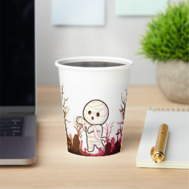 Niedliche Halloween Mummy in Spooky Graveyard - Fu Pappbecher