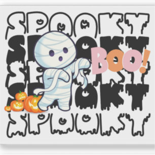 Niedliche Halloween Mummy "Spooky Boo" Vinyl Stick Aufkleber