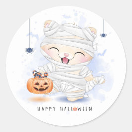 Niedliche Halloween-Mummy und Pumpkin Runder Aufkleber