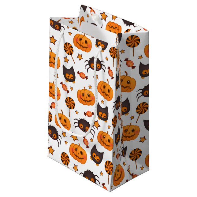 Niedliche Halloween-Muster-Illustration Kleine Geschenktüte (Vorderseite Schrägansicht)