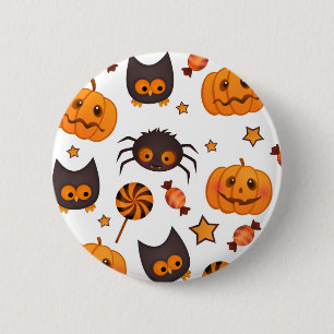 Niedliche Halloween-Musterdarstellung Button