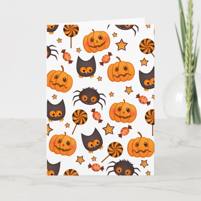 Niedliche Halloween-Musterdarstellung Karte (Vorderseite)