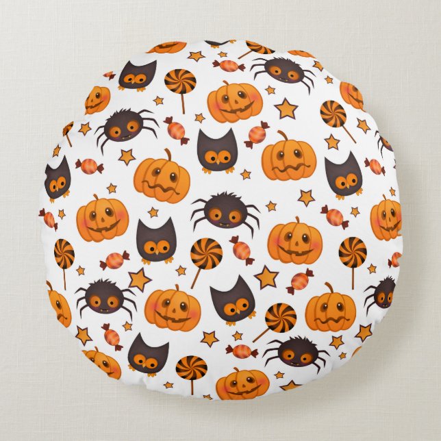 Niedliche Halloween-Musterdarstellung Rundes Kissen (Vorderseite)
