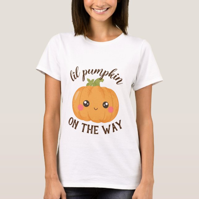 Niedliche Halloween-Mutterschaft Lil Pumpkin auf d T-Shirt (Vorderseite)