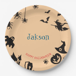 Niedliche Halloween Name Paper-Teller - Personalis Pappteller