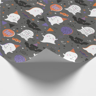 Niedliche Halloween-Party-Geister und Fledermäuse Geschenkpapier
