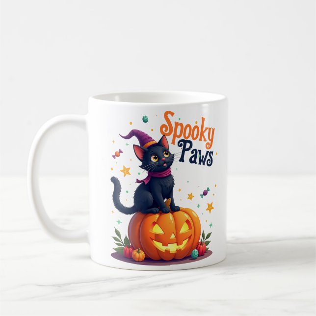 Niedliche halloween paws cat Tasse (Links)