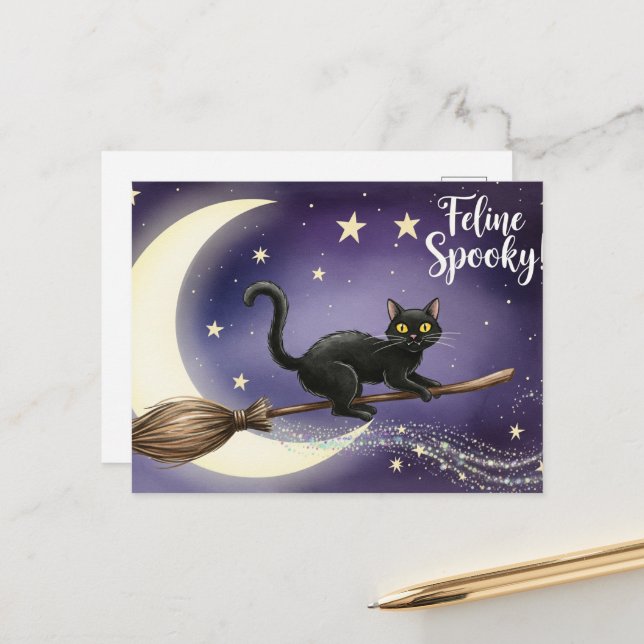 Niedliche Halloween Postkarte (Vorderseite/Rückseite Beispiel)