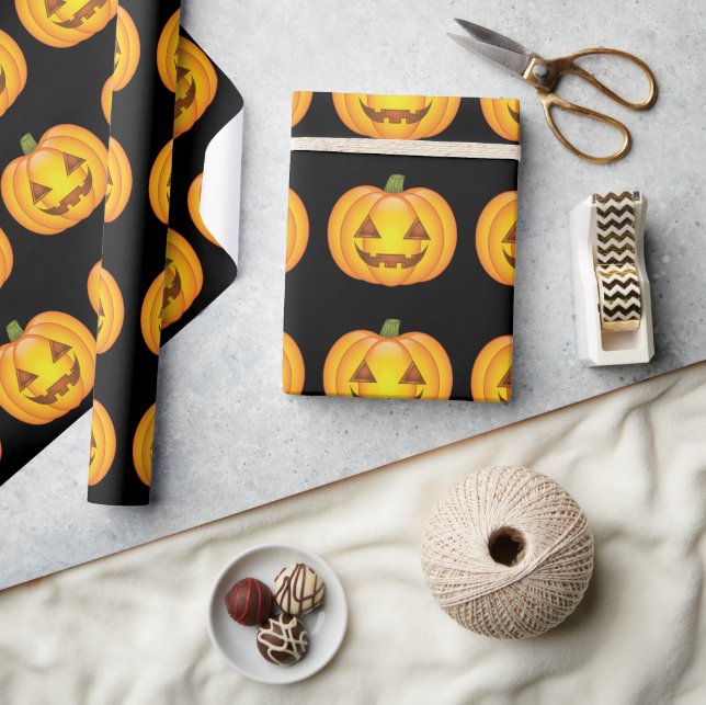 Niedliche Halloween Pumpkin Cartoon Illustration Geschenkpapier (Kunsthandwerk)