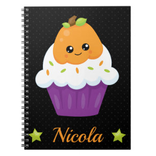 Niedliche Halloween Pumpkin Cupcake und Polka Dock Notizblock
