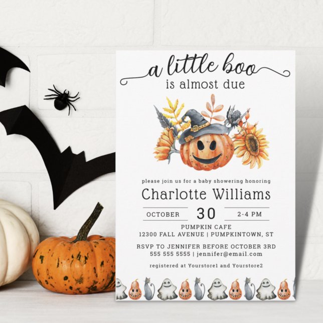 Niedliche Halloween Pumpkin Little Boo Baby Dusche Einladung (Von Creator hochgeladen)