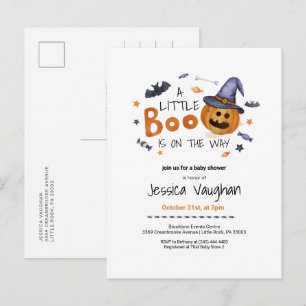 Niedliche Halloween Pumpkin Little Boo Baby Dusche Einladungspostkarte