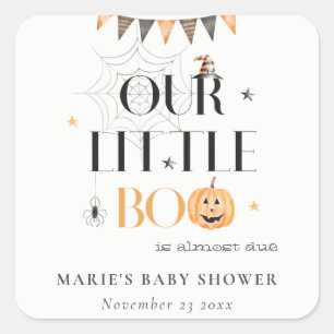 Niedliche Halloween Pumpkin Little Boo Baby Dusche Quadratischer Aufkleber