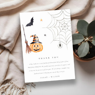 Niedliche Halloween Pumpkin Spiderweb Spooky Weddi Dankeskarte