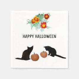 Niedliche Halloween Pumpkins Marigolds Black Cats Serviette