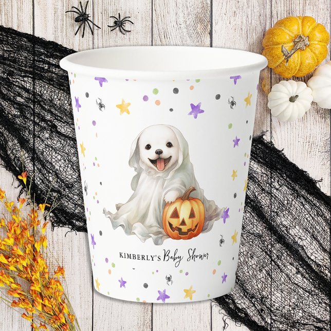 Niedliche Halloween Puppy Little Boo Baby Dusche Pappbecher (Von Creator hochgeladen)