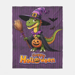 Niedliche Halloween Raptor/Dinosaurier Hexe Fleecedecke