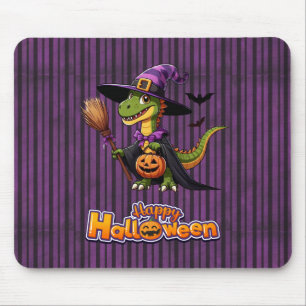 Niedliche Halloween Raptor/Dinosaurier Hexe Mousepad