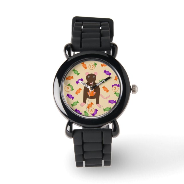 Niedliche Halloween-Rat und Pumpkin Armbanduhr (Vorderseite)
