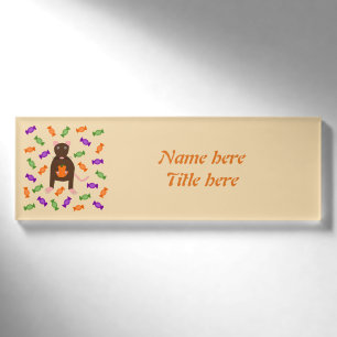 Niedliche Halloween-Rat und Pumpkin Custom Namenschild