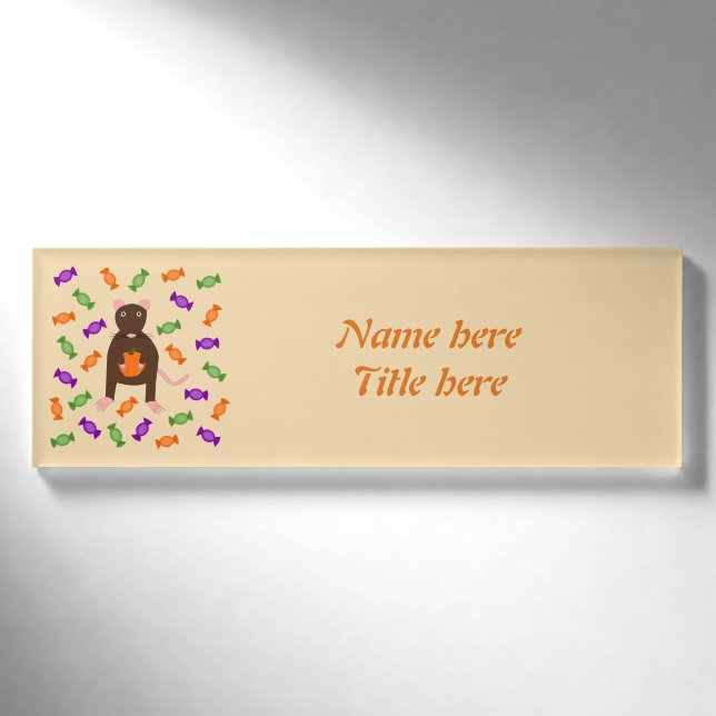 Niedliche Halloween-Rat und Pumpkin Custom Namenschild (Vorderseite)