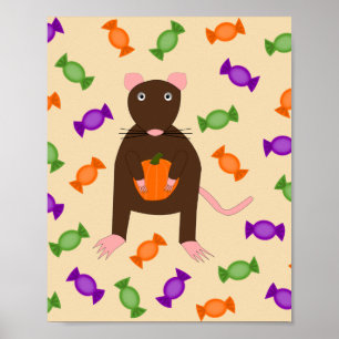 Niedliche Halloween-Rat und Pumpkin Poster