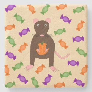 Niedliche Halloween-Rat und Pumpkin Steinuntersetzer