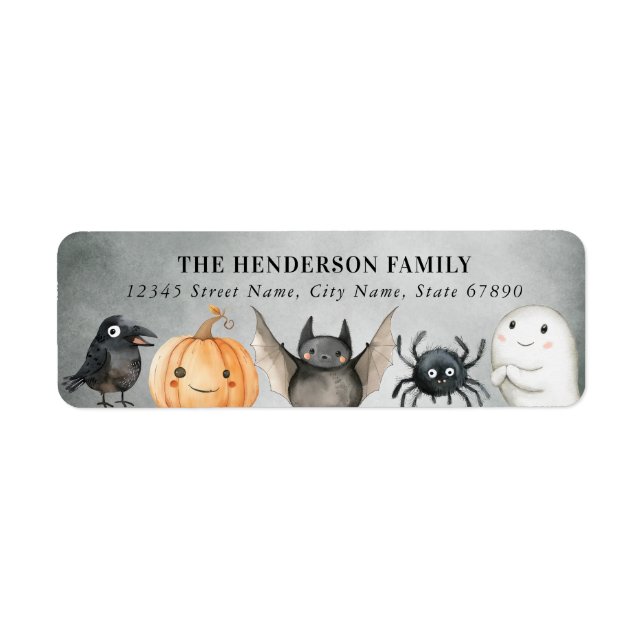 Niedliche Halloween-Rücksendeadressen-Aufkleber (Vorne)
