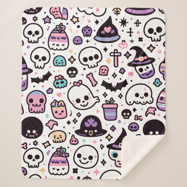 Niedliche Halloween Schädeldecke Sherpadecke (Vorderseite)