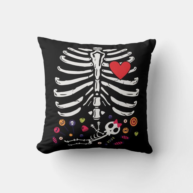 Niedliche Halloween-Schwangerschaft Skeletton-Kind Kissen (Vorderseite)