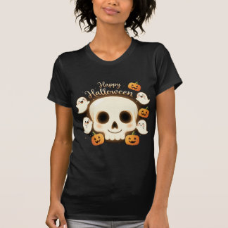 Niedliche Halloween Skull Ghosts & Pumpkins T-Shirt