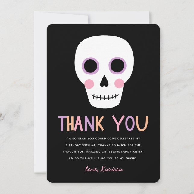 Niedliche Halloween Skull Pastell Danke zum Geburt (Vorderseite)