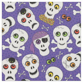 Niedliche Halloween-Skulls auf Lila Stoff