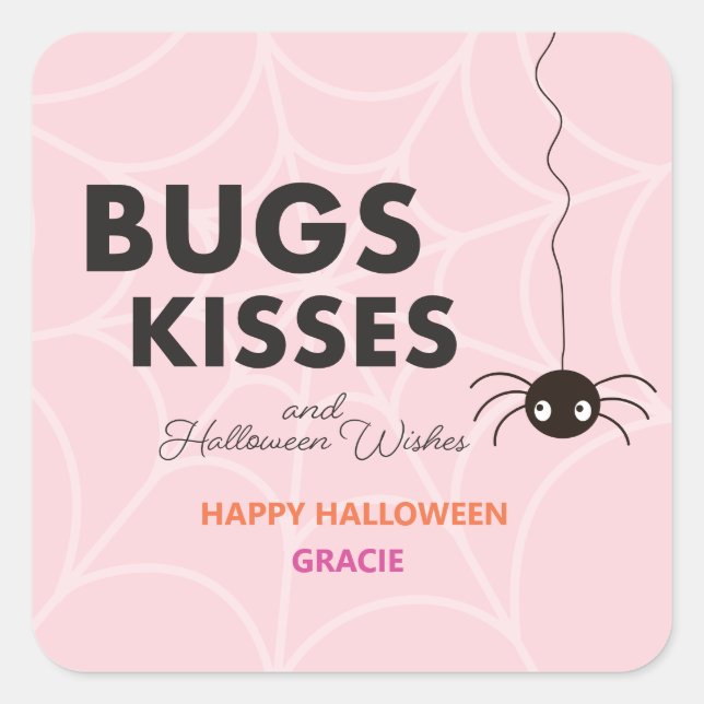 Niedliche Halloween-Spende | Rosa Gefallen Quadratischer Aufkleber (Vorderseite)