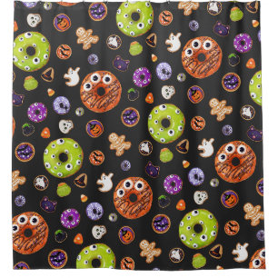 Niedliche Halloween Spookie Keks Pumpkin Ghost Spi Duschvorhang