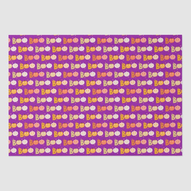 Niedliche Halloween Spooky Boo Creepy Pumpkin Lila Seidenpapier (Vorderseite)