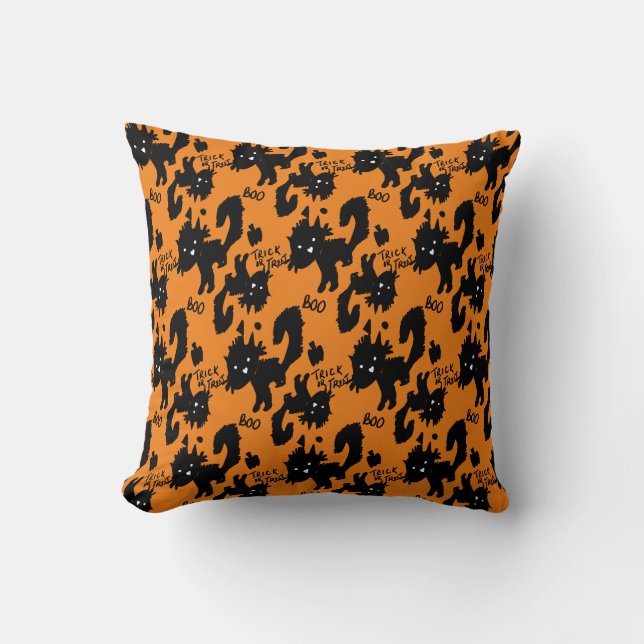 Niedliche Halloween Spooky Cat Doodle Illustration Kissen (Vorderseite)