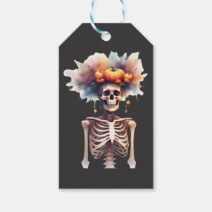 Niedliche Halloween-Sticker - Skelett Geschenkanhänger