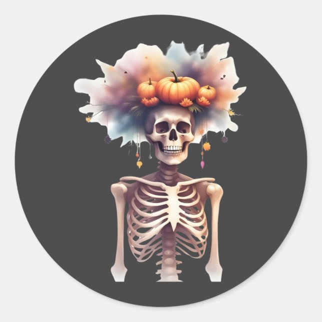 Niedliche Halloween-Sticker - Skelett Runder Aufkleber (Vorderseite)