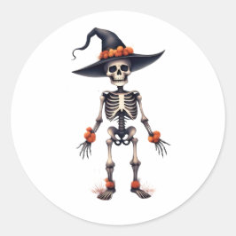 Niedliche Halloween-Sticker - Skelettfalte Runder Aufkleber