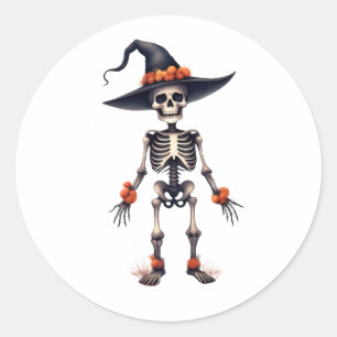 Niedliche Halloween-Sticker - Skelettfalte Runder Aufkleber