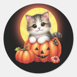 Niedliche Halloween Tabby Kitten Stickers