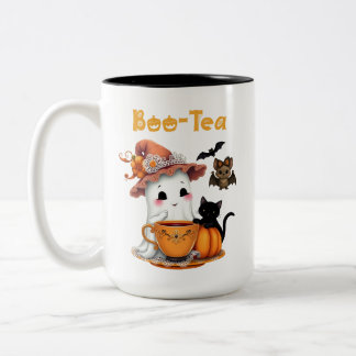 Niedliche Halloween-Tasse Boo-Tea Ghost-Bat-Katze Zweifarbige Tasse