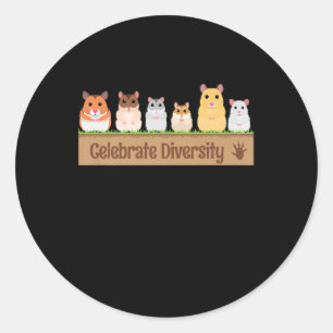 Niedliche Hamster Haustiere feiern Diversity Besit Runder Aufkleber