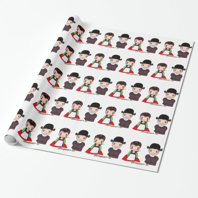 Niedliche Hanbok verheiratete Paare Geschenkpapier (Ungerollt)