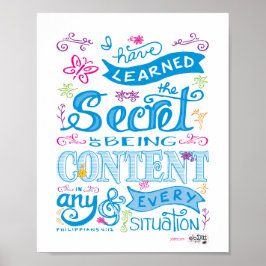 Niedliche Hand Briefe Verse Scripture Pink Blau Poster