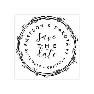 Niedliche Hand gezeichnete Save the Date Wedding Gummistempel
