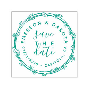 Niedliche Hand gezeichnete Save the Date Wedding Permastempel